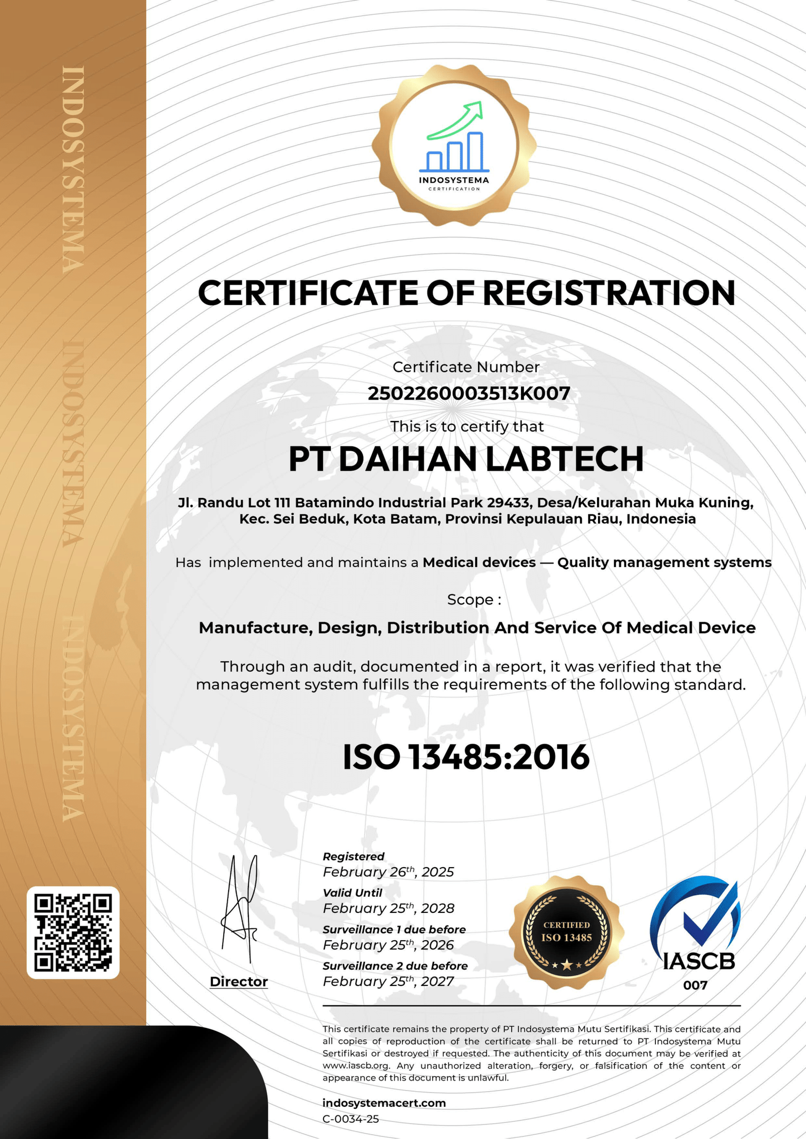 ISO 13485 2016 Certificate